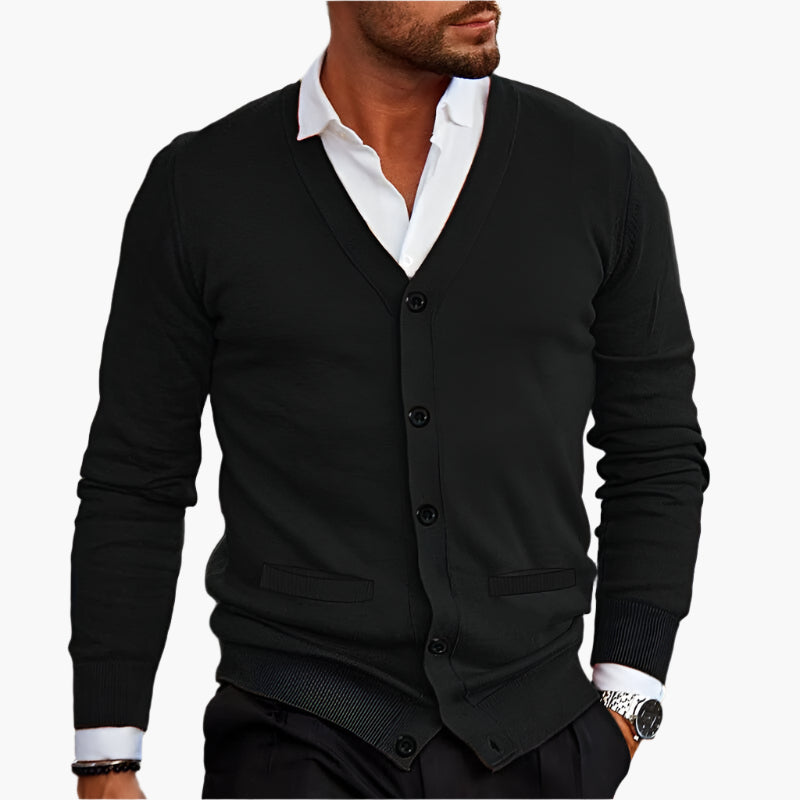 Cardigan D'hiver Décontracté À Col En V Et Boutons Pour Homme | Manches Longues