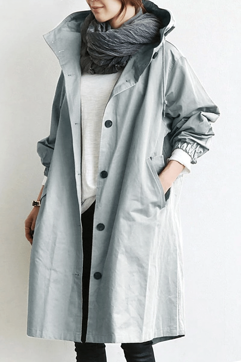Veste À Capuche À Boutons Pour Femme | Longue