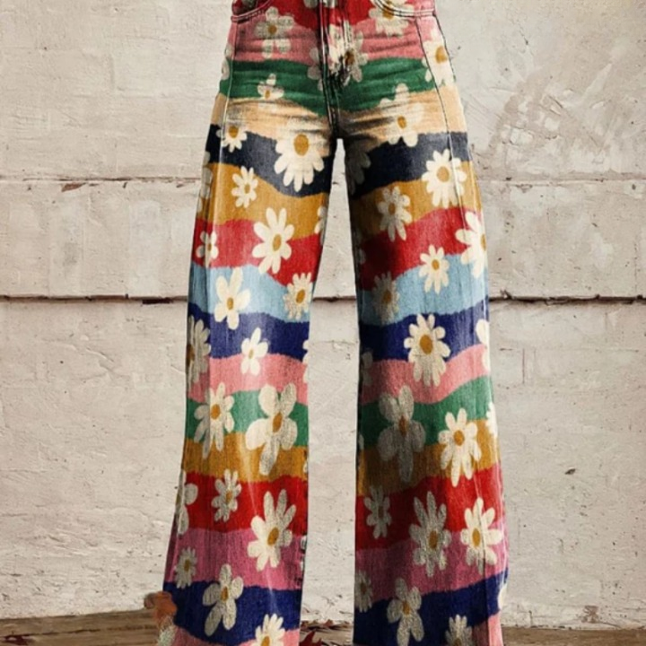 Pantalon Large Multicolore Pour Femme | Avec Poche