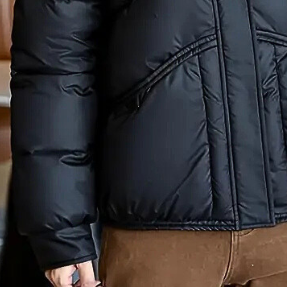 Veste Doudoune Tendance Pour Femme Avec Col Haut En Noir | Fermeture Éclair