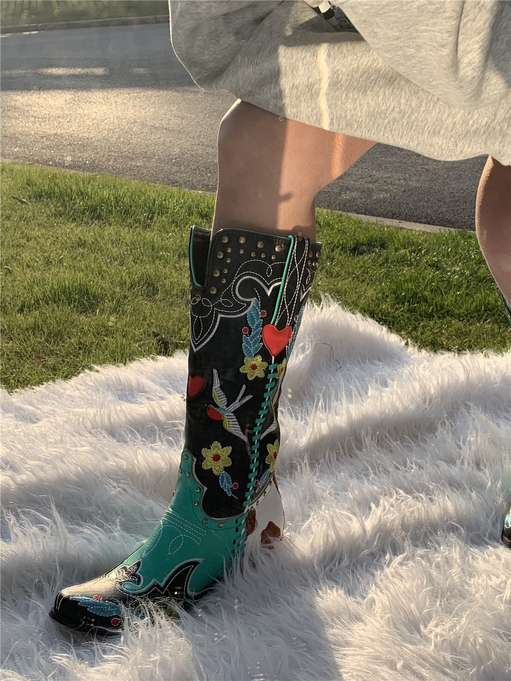 Bottes De Cowboy Colorées À Motifs Floraux Et Oiseaux | Hiver