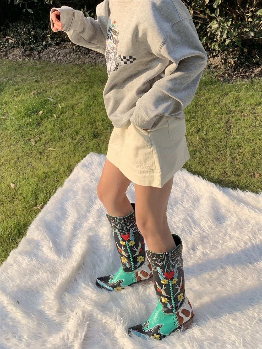 Bottes De Cowboy Colorées À Motifs Floraux Et Oiseaux | Hiver