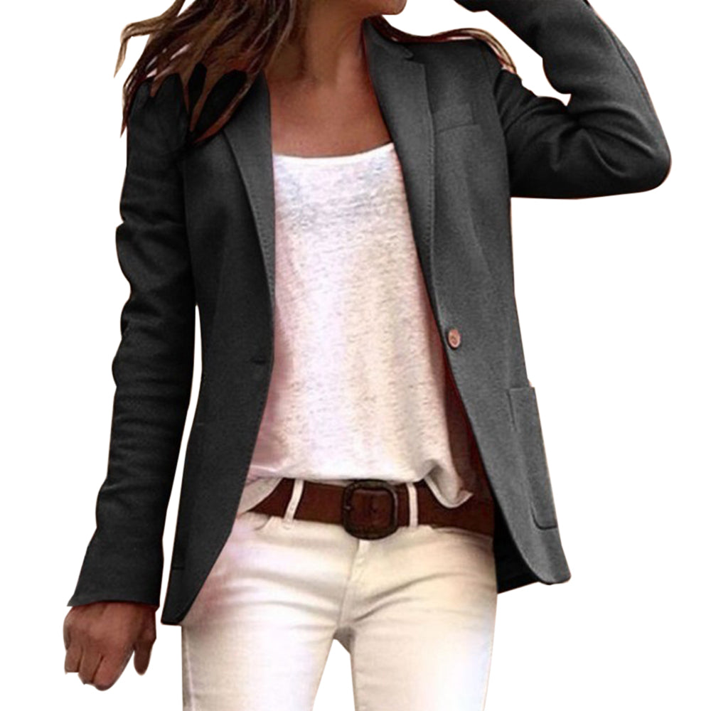 Blazer Décontracté À Un Bouton Pour Femme | Manches Longues
