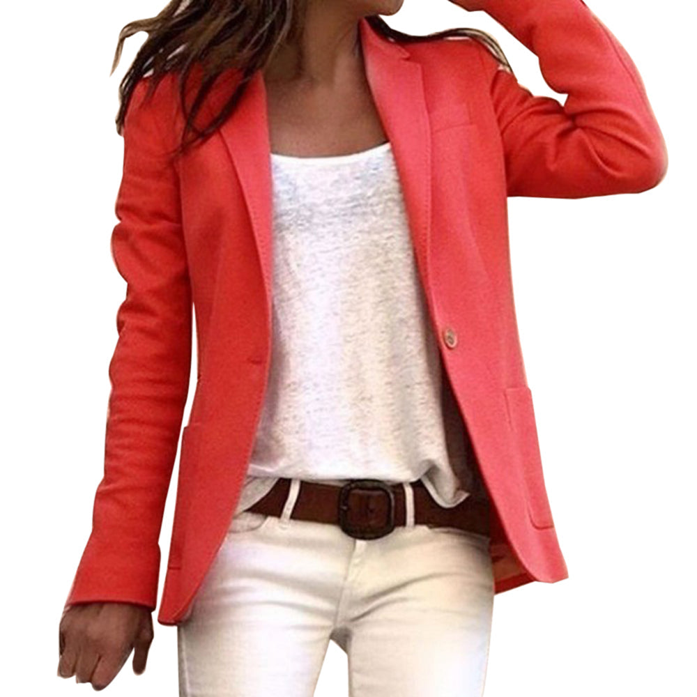 Blazer Décontracté À Un Bouton Pour Femme | Manches Longues