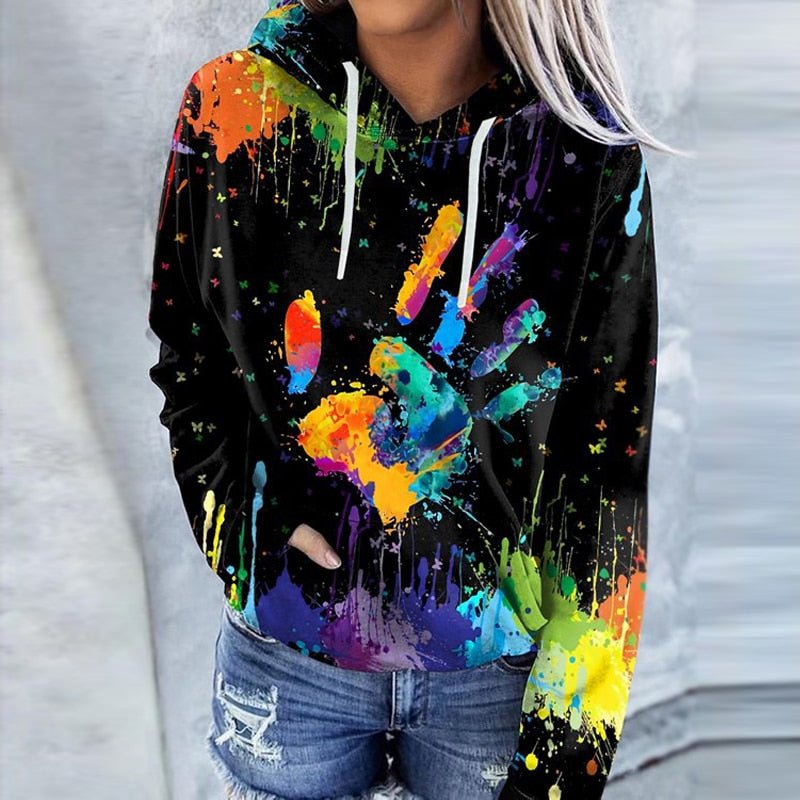 Sweat À Capuche Multicolore Moderne Pour Femme | Manches Longues