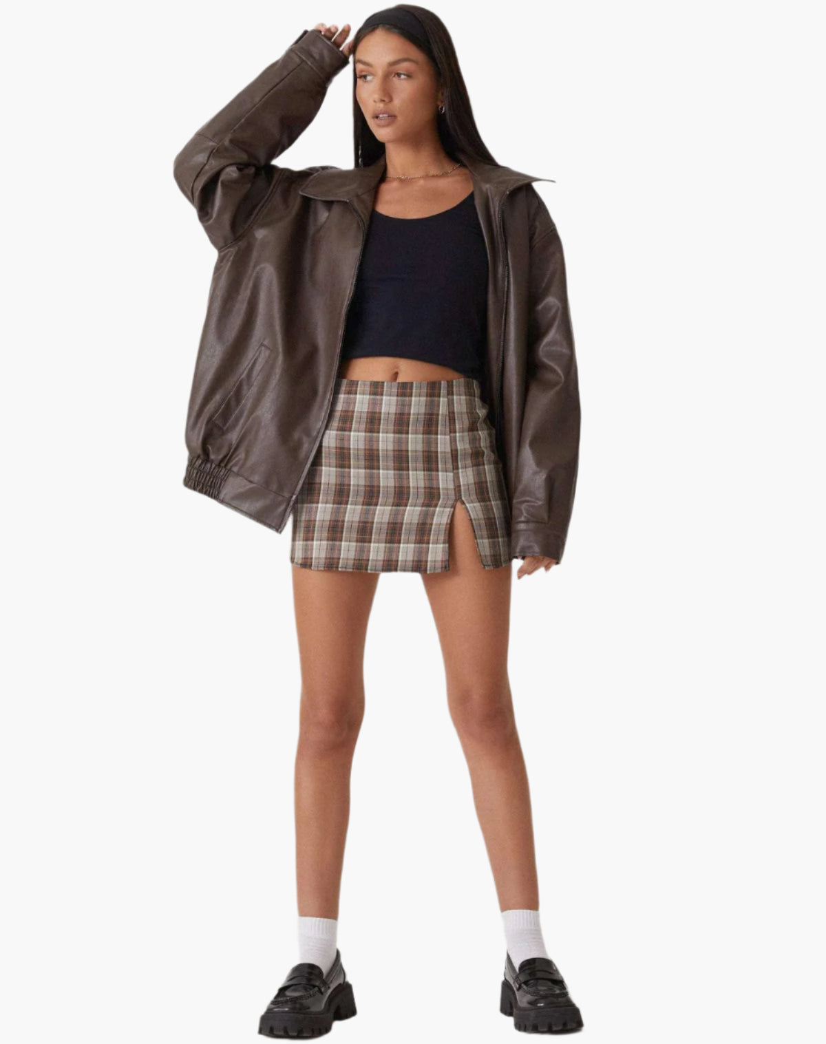 Veste En Cuir Surdimensionnée À Manches Longues Pour Femmes | Automne